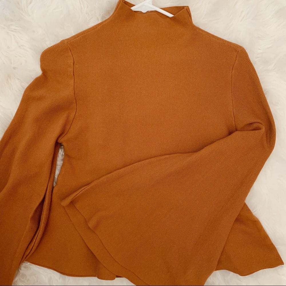 Flared Sleeve Turtleneck